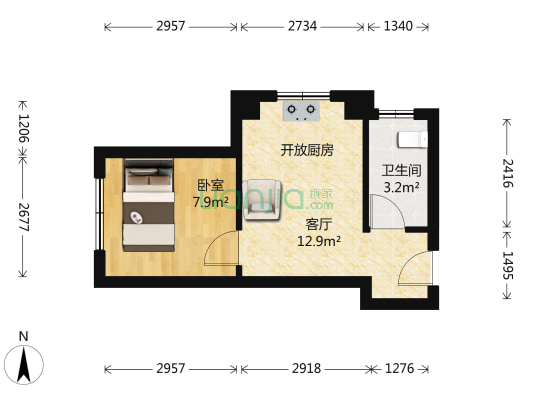 假日蓝湾 1室1厅1卫 37平方