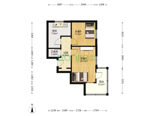 开平路11号 2室0厅1卫 56平方