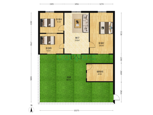 三国经贸家属院 3室1厅0卫 81平方