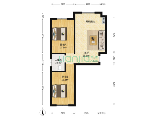 东北亚·城市花园 2室1厅1卫 79平方