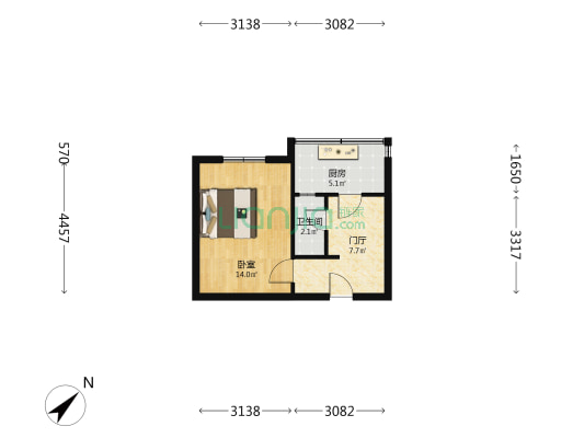 金陵路2号 1室0厅1卫 35平方