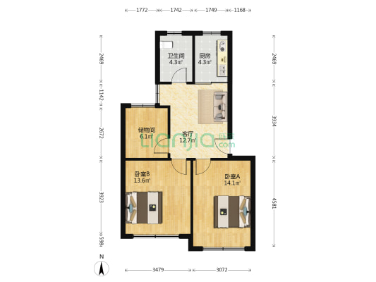 教工路 2室1厅1卫 72平方