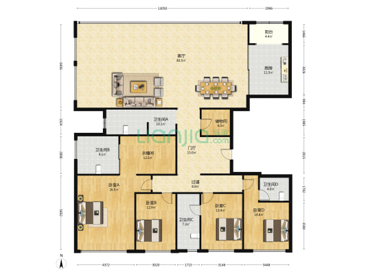 万科松湖天地 4室1厅4卫 265平方