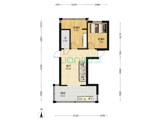 新闻里小区 2室1厅1卫 35平方