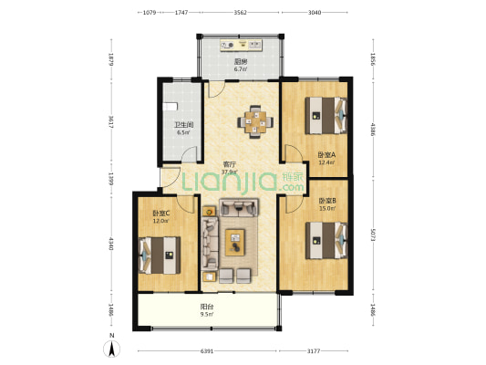 市地矿局家属院 3室1厅1卫 138平方