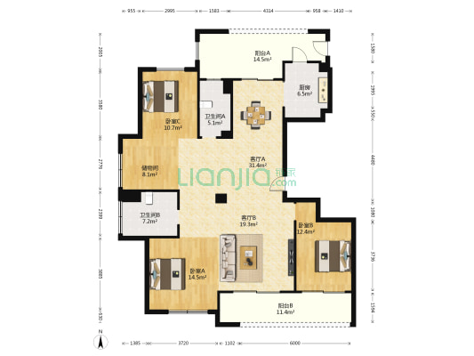 绿城明园守诚苑 3室2厅2卫 168平方