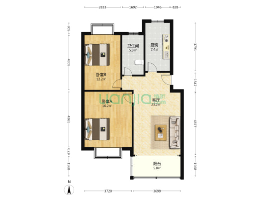 星阳苑 2室1厅1卫 86平方
