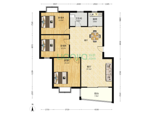 怡丰苑 3室1厅1卫 118平方
