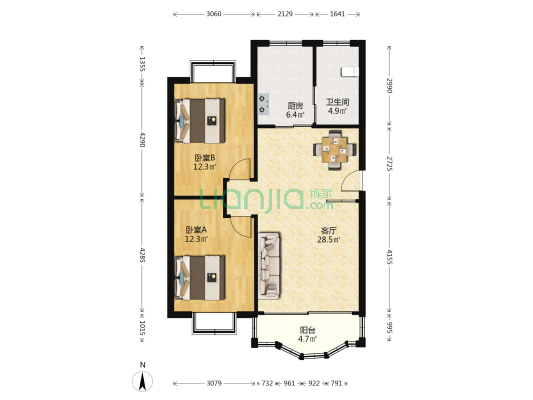 黔江小区 2室1厅1卫 90平方