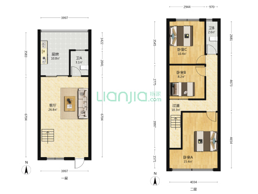 白晶谷31组团 3室1厅2卫 46平方