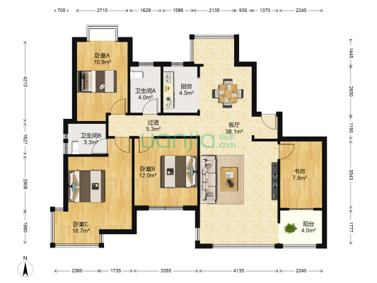 朝阳映象 4室1厅2卫 136平方