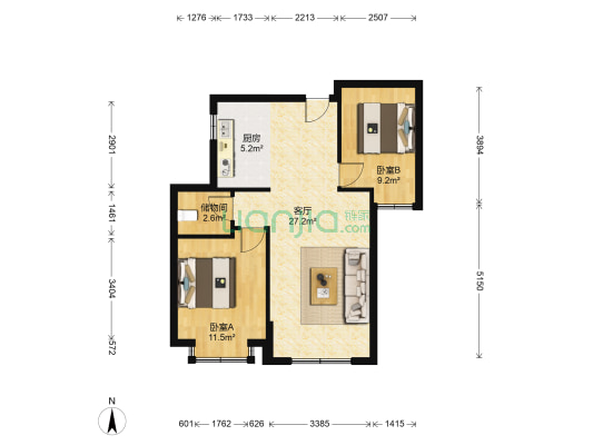 中建幸福城 2室1厅0卫 78平方