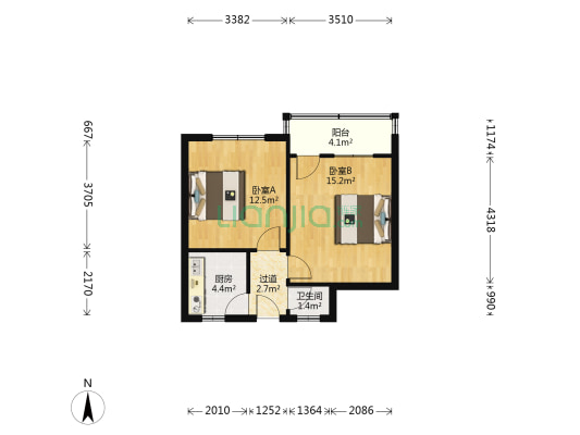 瓦窑路17号 2室0厅1卫 48平方
