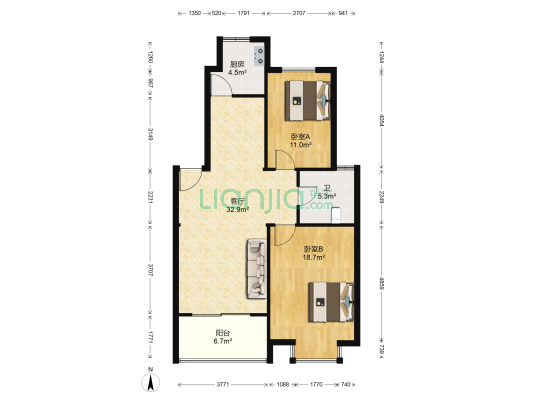 怡江城小区 2室1厅1卫 97平方