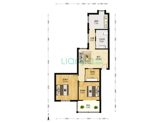 江大南路广播电视学校宿舍 3室1厅1卫 81平方
