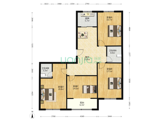 豪苑花园 4室1厅2卫 163平方