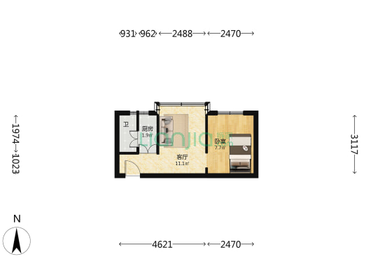 南屏新村 1室1厅1卫 31平方