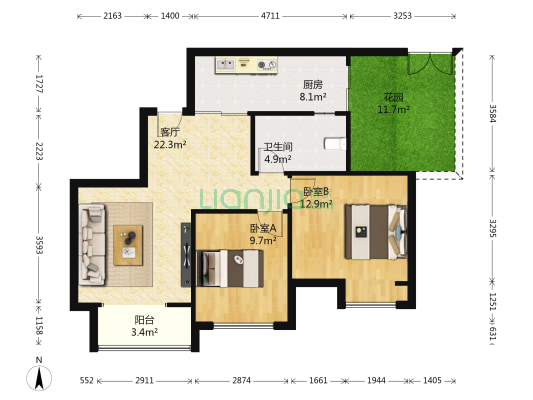 沿海赛洛城红堡 2室1厅1卫 70平方