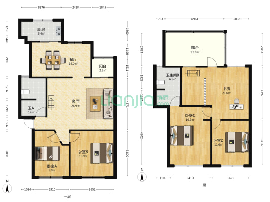 金实小区·华信园 5室2厅2卫 165平方