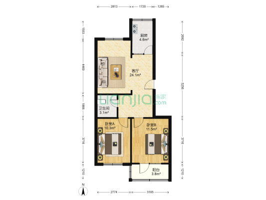 红八小区 2室1厅1卫 77平方