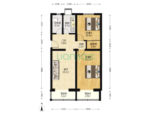 高家坡社区 2室1厅1卫 82平方