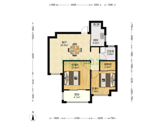 天渝骏园一期 2室1厅1卫 78平方