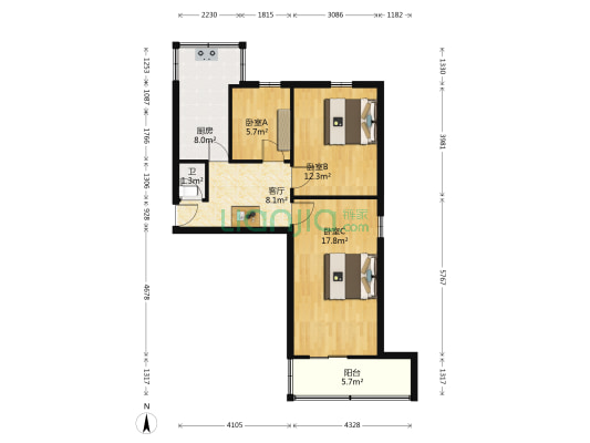省建材小区 3室1厅1卫 70平方