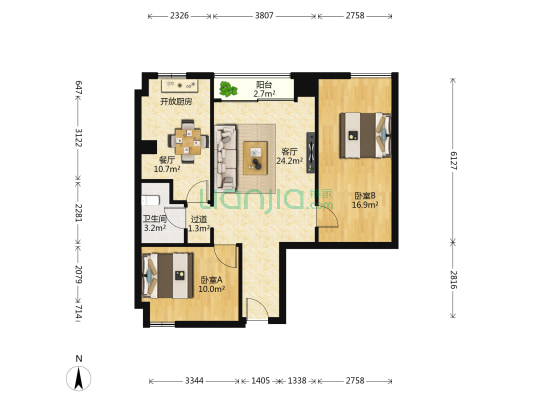 鑫龙大厦 2室2厅1卫 83平方