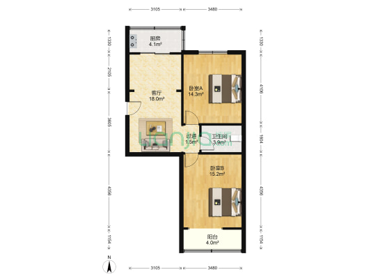 房管所家属院 2室1厅1卫 73平方