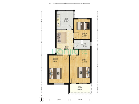 仙塔街91号 3室1厅1卫 67平方