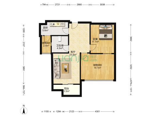 富丽锦城 1室1厅1卫 78平方
