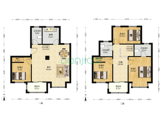 联发翡翠方山 4室1厅3卫 155平方