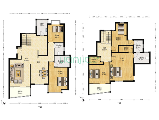 虹桥乐庭 5室1厅4卫 242平方
