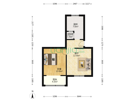 食研院小区 1室1厅1卫 53平方
