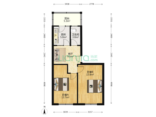 树勋文化小区 2室1厅1卫 62平方