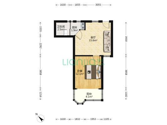博一小区 1室1厅1卫 44平方