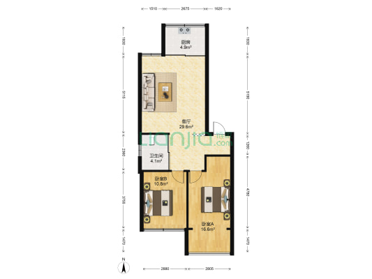 中达公寓 2室1厅1卫 82平方