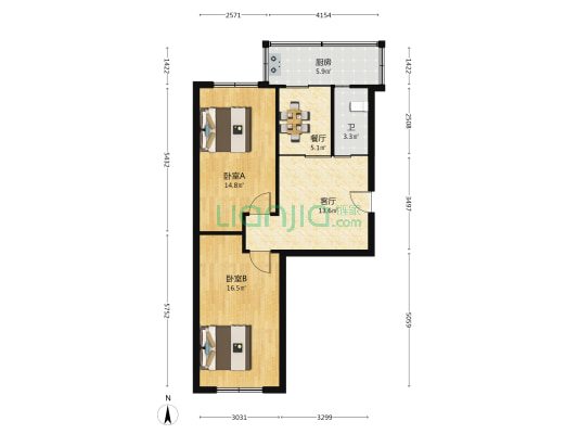 大广教师楼 2室2厅1卫 67平方