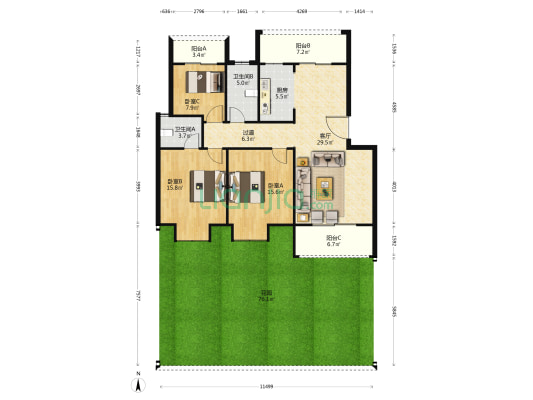 龙腾御锦 3室1厅2卫 122平方