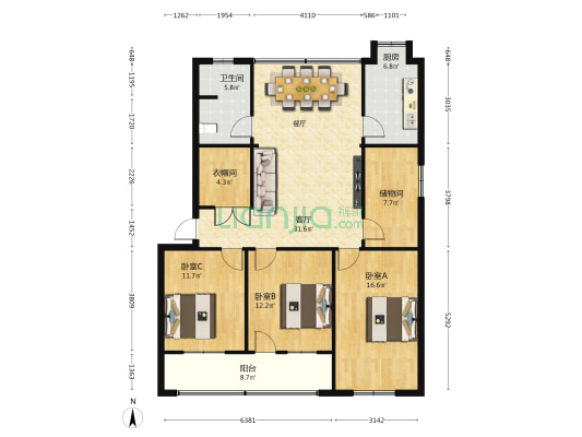 惠民医院家属院 3室1厅1卫 129平方
