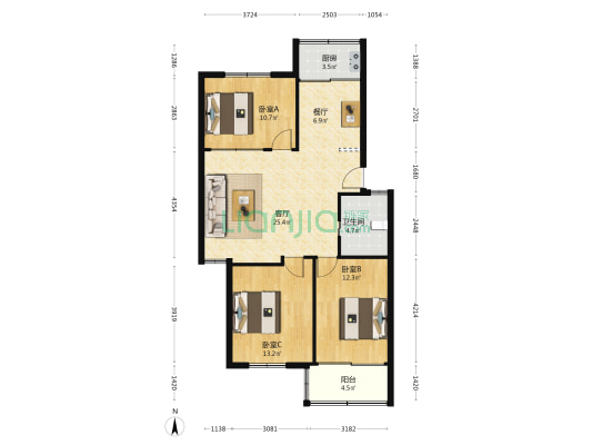阳光花苑 3室2厅1卫 97平方