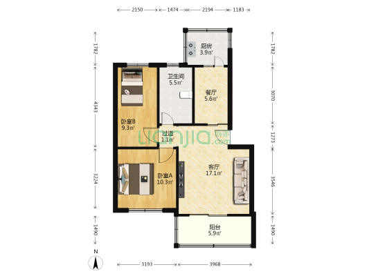 长庆油田生活区 2室2厅1卫 73平方