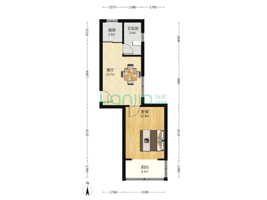 上南路3520弄 1室1厅1卫 47平方