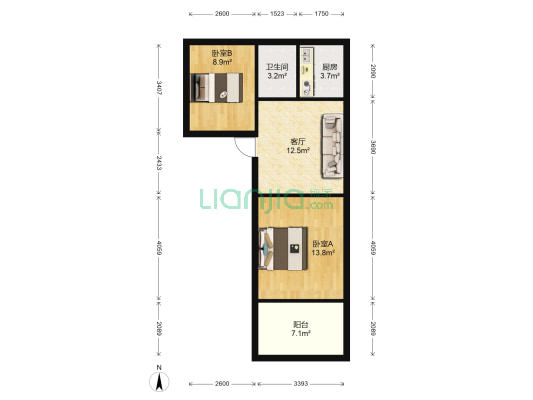桂香新村 2室1厅1卫 60平方