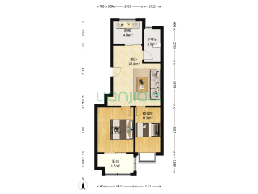 福润小区 2室1厅1卫 70平方