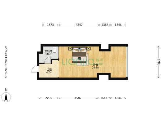 新都昌商业广场 1室0厅1卫 60平方