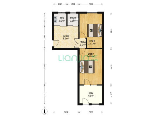 七邻里南区 2室0厅1卫 55平方