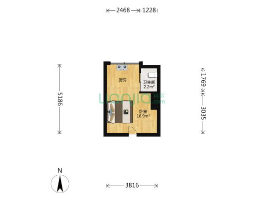 白云大厦 1室0厅1卫 33平方