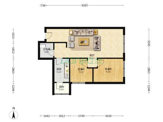 龙创睦邻2期 2室1厅1卫 82平方