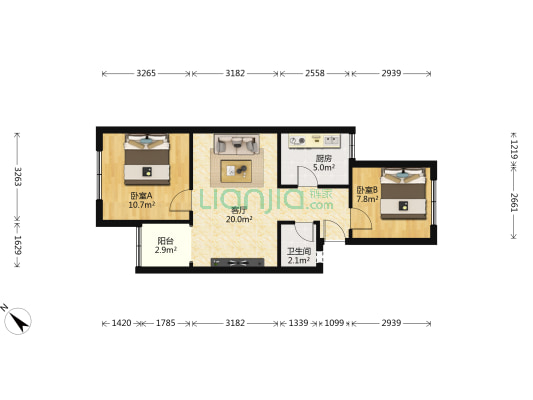 广福桥街32号 2室1厅1卫 54平方